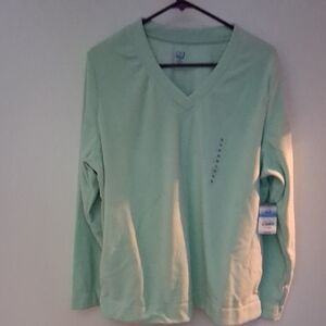 Active USA Light Green V-Neck Top